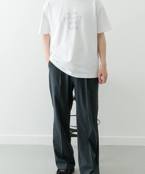 ITEMS URBANRESEARCH（アイテムズ アーバンリサーチ）の「レタード刺繍Tシャツ slaying today（Tシャツ/カットソー・メンズ・チャコールグレー/ブラック/ホワイト・LARGE/MEDIUM）」の11枚目の写真