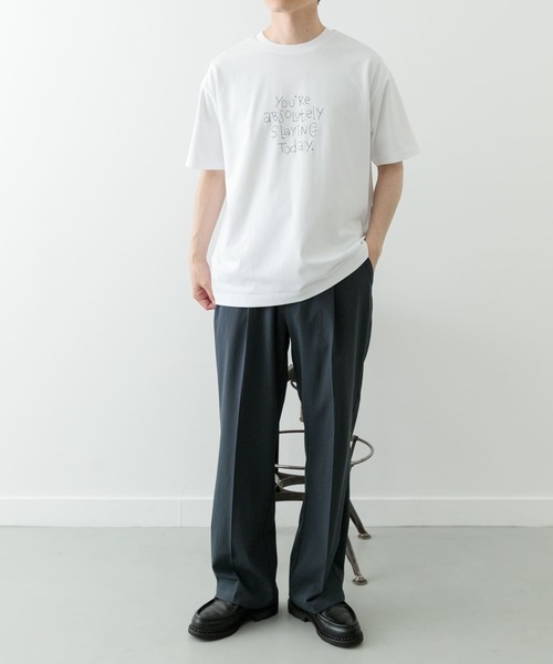 ITEMS URBANRESEARCH（アイテムズ アーバンリサーチ）の「レタード刺繍Tシャツ slaying today（Tシャツ/カットソー・メンズ・チャコールグレー/ブラック/ホワイト・LARGE/MEDIUM）」の12枚目の写真