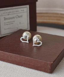 前後2WAYハートピアス