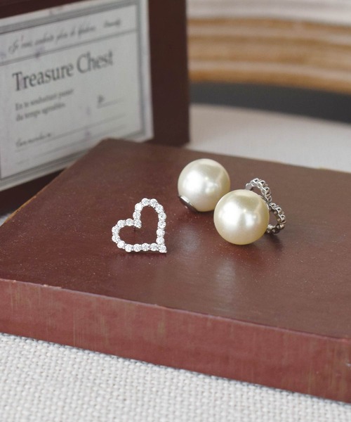 PICCIN（ピッチン）の「前後2WAYハートピアス（ピアス（両耳用）・レディース・シルバー・FREE）」の3枚目の写真