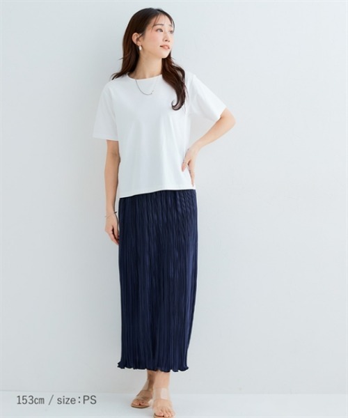 Petitjo（プッチージョ）の「小さいサイズ　毛玉になりにくいONにもOFFにも使えるキレイ見えTシャツ　低身長さん・小柄女性（Tシャツ/カットソー・レディース・ピンク/ブラック/ホワイト・PM/PL/PSS/PS）」の16枚目の写真