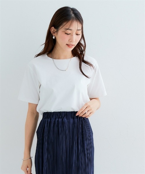 Petitjo（プッチージョ）の「小さいサイズ　毛玉になりにくいONにもOFFにも使えるキレイ見えTシャツ　低身長さん・小柄女性（Tシャツ/カットソー・レディース・ピンク/ブラック/ホワイト・PM/PL/PSS/PS）」の17枚目の写真