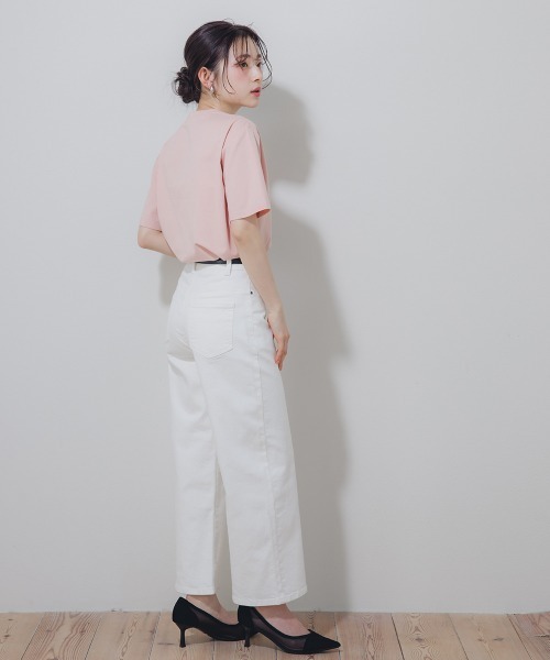 Petitjo（プッチージョ）の「小さいサイズ　毛玉になりにくいONにもOFFにも使えるキレイ見えTシャツ　低身長さん・小柄女性（Tシャツ/カットソー・レディース・ピンク/ブラック/ホワイト・PM/PL/PSS/PS）」の8枚目の写真