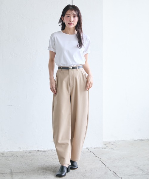 Petitjo（プッチージョ）の「小さいサイズ　毛玉になりにくいONにもOFFにも使えるキレイ見えTシャツ　低身長さん・小柄女性（Tシャツ/カットソー・レディース・ピンク/ブラック/ホワイト・PM/PL/PSS/PS）」の21枚目の写真