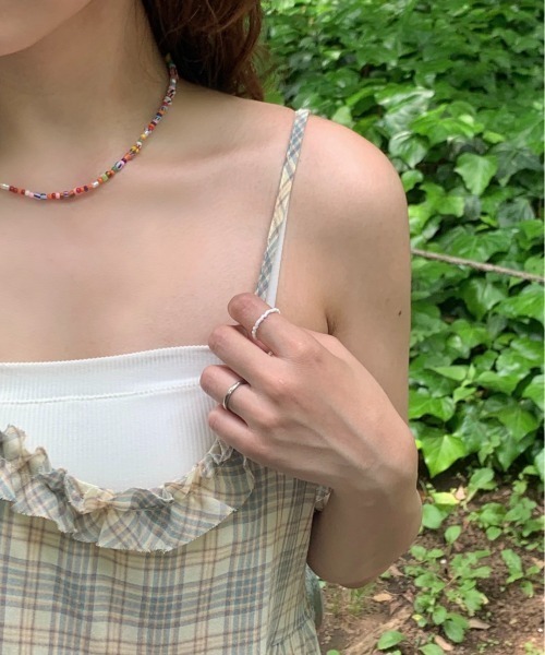 Teem Store(チームストア)の「【春夏新作】チェックフリルティアードキャミミニワンピース ストラップ調整可能 レイヤード着(ワンピース・レディース・ピンク/イエロー・F)」の15枚目の写真