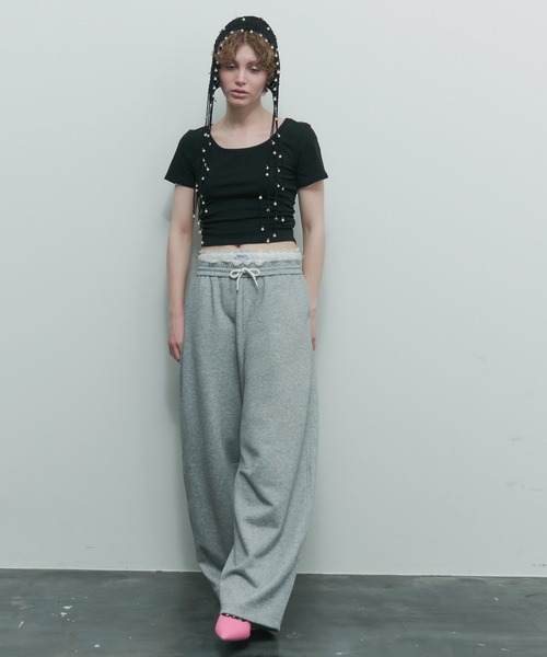 バックレース半袖トップス(Tシャツ/カットソー)|uyu.(ウユ)の バックレース半袖トップス(Tシャツ/カットソー)|uyu.(ウユ)の