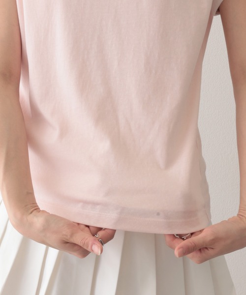 Lace Ladies(レースレディース)の「ドッキング デザイン 袖ロールアップ 半袖 Tシャツ(Tシャツ/カットソー・レディース・ピンク/ホワイト/ブラック/ブルー・FREE)」の13枚目の写真