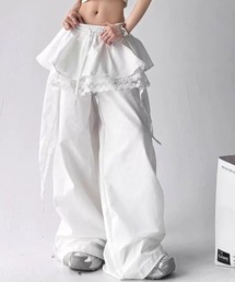 フリル&レースレイヤードワイドパンツ