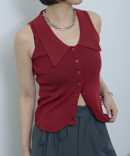 トップス not003 SLY | DUAL COLOR FRONT ZIP KNIT トップス (ニット ) |SHEL