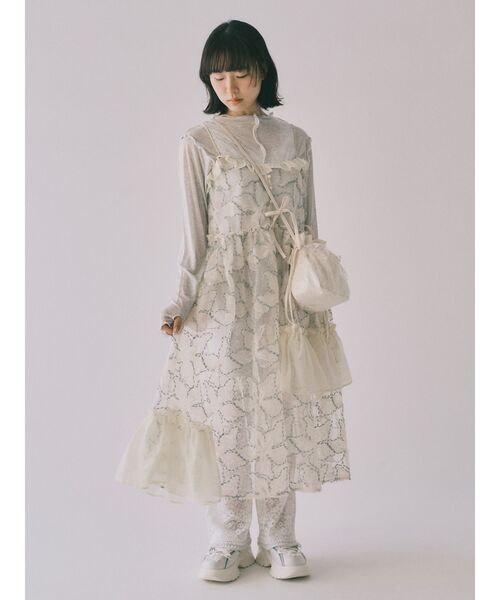 merry jenny（メリージェニー）の「yumeシアーコンビキャミワンピース（ワンピース・レディース・アイボリー/ピンク/グリーン・FREE）」の3枚目の写真