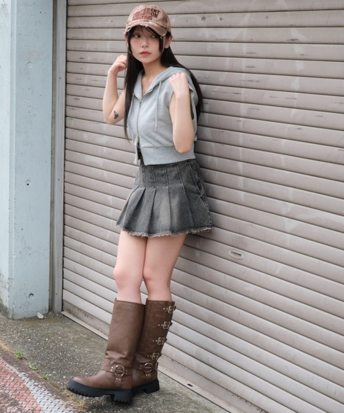 WEGO（ウィゴー）の「WEGO/ノースリーブジップパーカー（パーカー・レディース・杢グレー/スミクロ・FREE）」の11枚目の写真