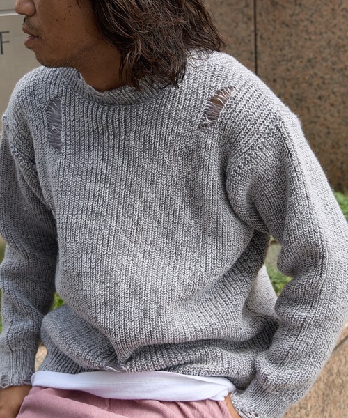 Jaded London ダークグレー リブニットセーター L y2k JADED LONDON 関税込 オープンニットセーター