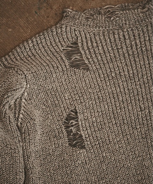 セール】Damege bleaching Knit/ダメージブリーチングニット Y2K