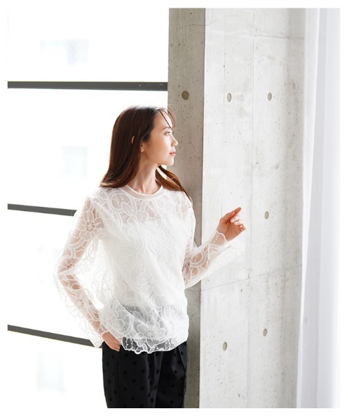 Sawa a la mode(サワアラモード)の「花柄レースレイヤードカットソー(Tシャツ/カットソー・レディース・ホワイト/ブラック・FREE)」の10枚目の写真