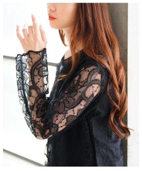 Sawa a la mode(サワアラモード)の「花柄レースレイヤードカットソー(Tシャツ/カットソー・レディース・ホワイト/ブラック・FREE)」の17枚目の写真
