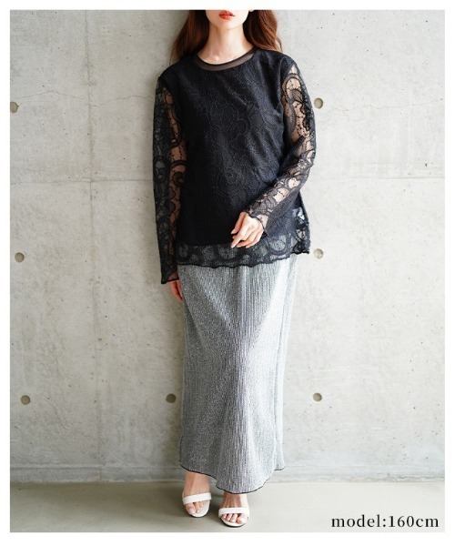 Sawa a la mode(サワアラモード)の「花柄レースレイヤードカットソー(Tシャツ/カットソー・レディース・ホワイト/ブラック・FREE)」の18枚目の写真