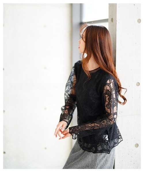 Sawa a la mode(サワアラモード)の「花柄レースレイヤードカットソー(Tシャツ/カットソー・レディース・ホワイト/ブラック・FREE)」の19枚目の写真