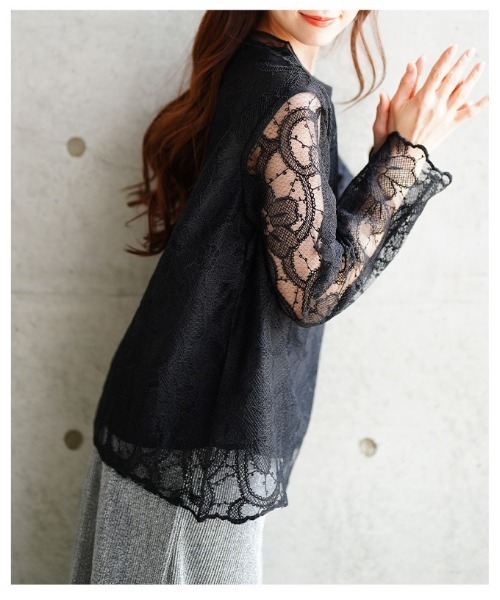 Sawa a la mode(サワアラモード)の「花柄レースレイヤードカットソー(Tシャツ/カットソー・レディース・ホワイト/ブラック・FREE)」の20枚目の写真