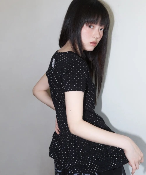 tシャツ A'GEM/9 × .kom 「 FANCY CLUB/ファンシークラブ」  Frill Layered Dot Tee/フリルレイヤード A'GEM/9 × .kom 『 FANCY CLUB/ファンシークラブ』 Frill