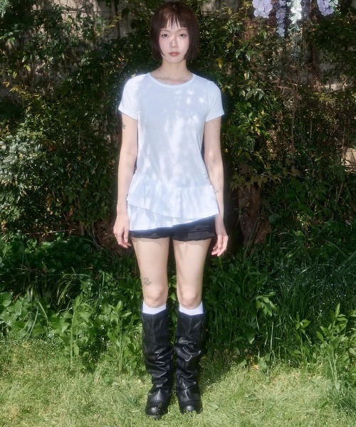 tシャツ A'GEM/9 × .kom 「 FANCY CLUB/ファンシークラブ」  Frill Layered Dot Tee/フリルレイヤード A'GEM/9 × .kom 『 FANCY CLUB/ファンシークラブ』 Frill
