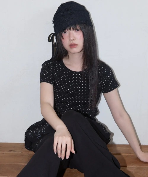 tシャツ A'GEM/9 × .kom 「 FANCY CLUB/ファンシークラブ」  Frill Layered Dot Tee/フリルレイヤード A'GEM/9 × .kom 『 FANCY CLUB/ファンシークラブ』 Frill
