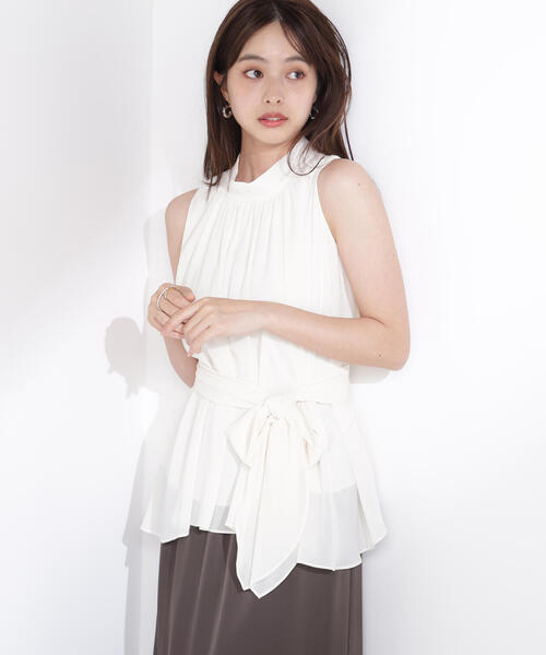 PROPORTION BODY DRESSING（プロポーションボディドレッシング）の「ベルト付楊柳ブラウス / 1215210700（シャツ/ブラウス・レディース・ブルー/ホワイト系その他・FREE）」の5枚目の写真