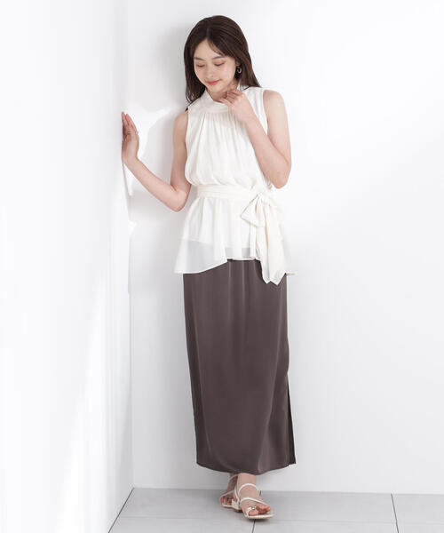 PROPORTION BODY DRESSING（プロポーションボディドレッシング）の「ベルト付楊柳ブラウス / 1215210700（シャツ/ブラウス・レディース・ブルー/ホワイト系その他・FREE）」の6枚目の写真