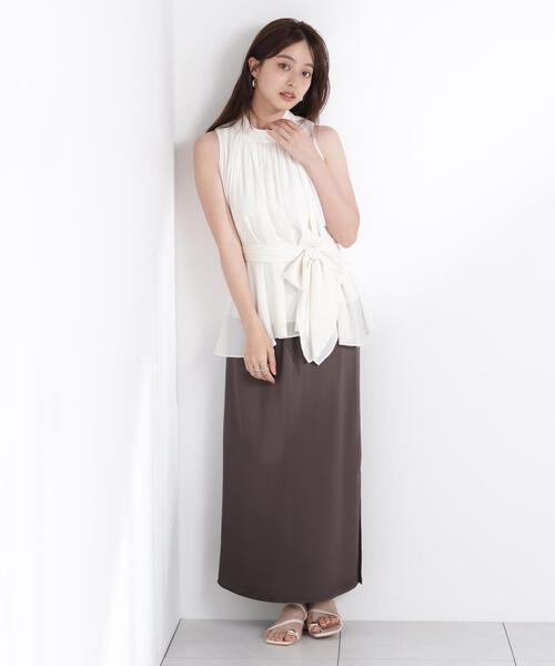 PROPORTION BODY DRESSING（プロポーションボディドレッシング）の「ベルト付楊柳ブラウス / 1215210700（シャツ/ブラウス・レディース・ブルー/ホワイト系その他・FREE）」の10枚目の写真