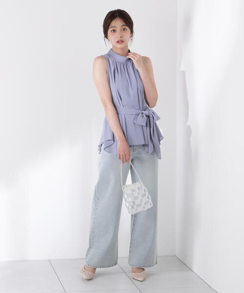 PROPORTION BODY DRESSING（プロポーションボディドレッシング）の「ベルト付楊柳ブラウス / 1215210700（シャツ/ブラウス・レディース・ブルー/ホワイト系その他・FREE）」の14枚目の写真