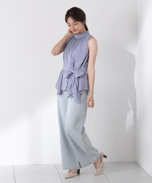 PROPORTION BODY DRESSING（プロポーションボディドレッシング）の「ベルト付楊柳ブラウス / 1215210700（シャツ/ブラウス・レディース・ブルー/ホワイト系その他・FREE）」の15枚目の写真