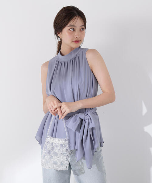 PROPORTION BODY DRESSING（プロポーションボディドレッシング）の「ベルト付楊柳ブラウス / 1215210700（シャツ/ブラウス・レディース・ブルー/ホワイト系その他・FREE）」の16枚目の写真