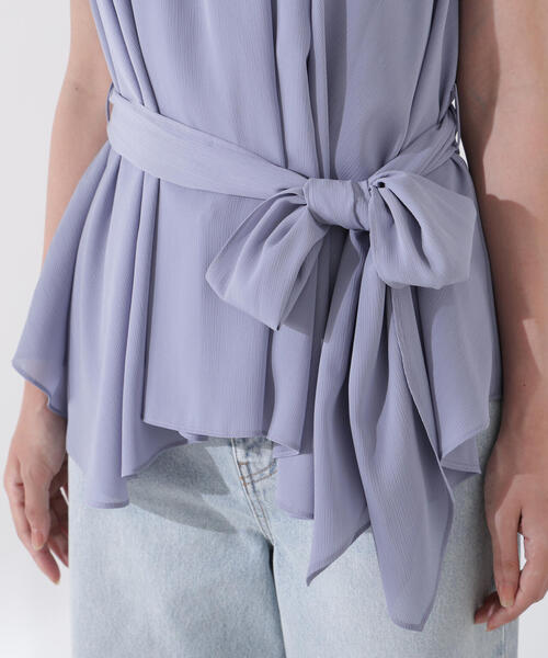 PROPORTION BODY DRESSING（プロポーションボディドレッシング）の「ベルト付楊柳ブラウス / 1215210700（シャツ/ブラウス・レディース・ブルー/ホワイト系その他・FREE）」の3枚目の写真