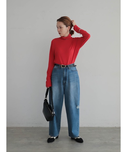 FIL DE FER(フィルデフェール)の「シアーランダムリブ タートルネックP/O(Tシャツ/カットソー・レディース・ホワイト/グリーン/レッド・FREE)」の16枚目の写真