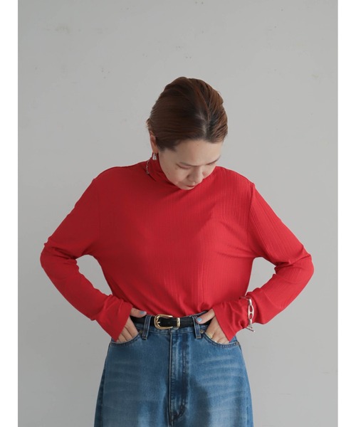 FIL DE FER(フィルデフェール)の「シアーランダムリブ タートルネックP/O(Tシャツ/カットソー・レディース・ホワイト/グリーン/レッド・FREE)」の15枚目の写真