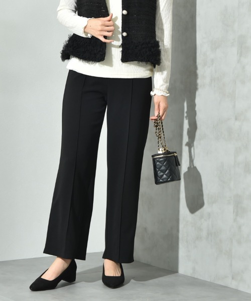 INTERPLANET（インタープラネット）の「カットジョーゼットストレートパンツ（その他パンツ・レディース・グレー/ブラック/モカ・FREE）」の2枚目の写真