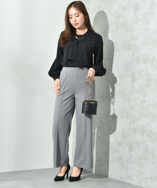 INTERPLANET（インタープラネット）の「カットジョーゼットストレートパンツ（その他パンツ・レディース・グレー/ブラック/モカ・FREE）」の9枚目の写真