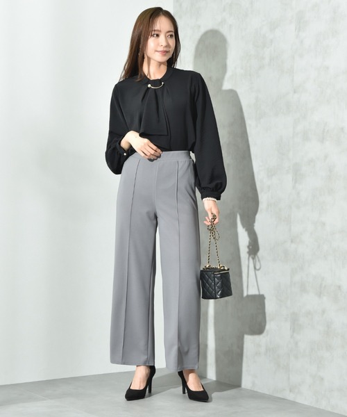 INTERPLANET（インタープラネット）の「カットジョーゼットストレートパンツ（その他パンツ・レディース・グレー/ブラック/モカ・FREE）」の4枚目の写真