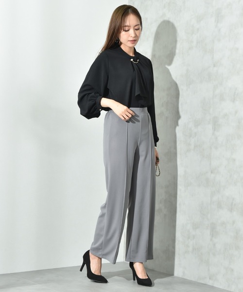 INTERPLANET（インタープラネット）の「カットジョーゼットストレートパンツ（その他パンツ・レディース・グレー/ブラック/モカ・FREE）」の5枚目の写真