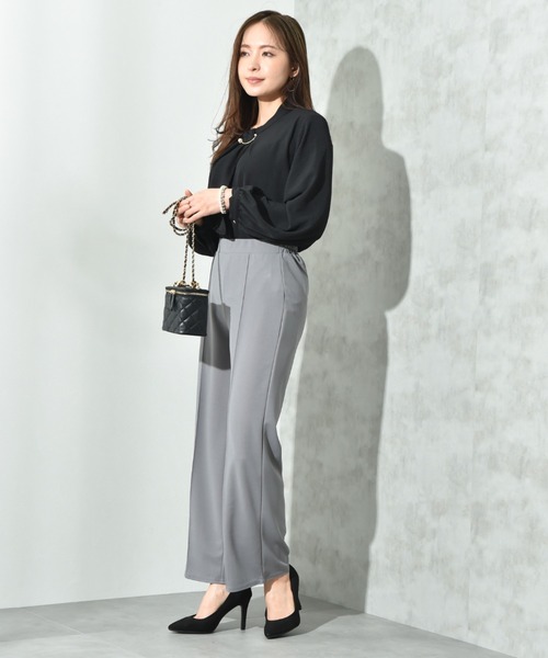 INTERPLANET（インタープラネット）の「カットジョーゼットストレートパンツ（その他パンツ・レディース・グレー/ブラック/モカ・FREE）」の8枚目の写真