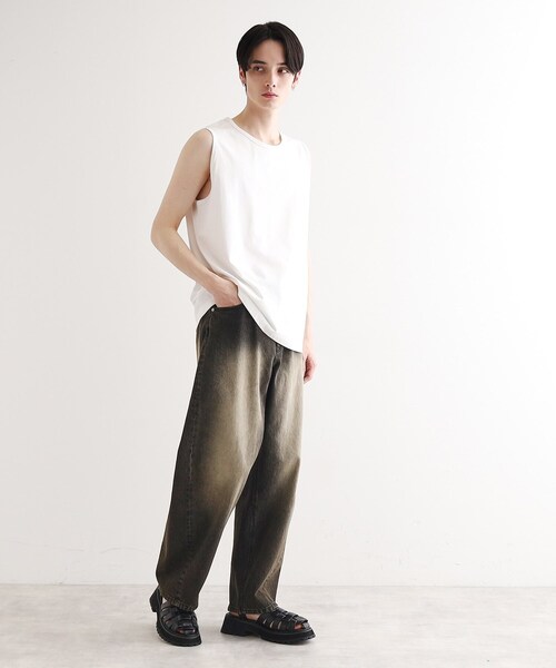 tk.TAKEO KIKUCHI（ティーケータケオキクチ）の「【接触冷感／UVカット／抗菌】フレンドリークールノースリーブカットソー（Tシャツ/カットソー・メンズ・ホワイト/ブラック/チャコールグレー・01/02/03）」の9枚目の写真