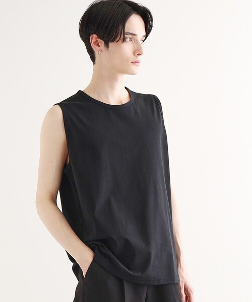 tk.TAKEO KIKUCHI（ティーケータケオキクチ）の「【接触冷感／UVカット／抗菌】フレンドリークールノースリーブカットソー（Tシャツ/カットソー・メンズ・ホワイト/ブラック/チャコールグレー・01/02/03）」の21枚目の写真