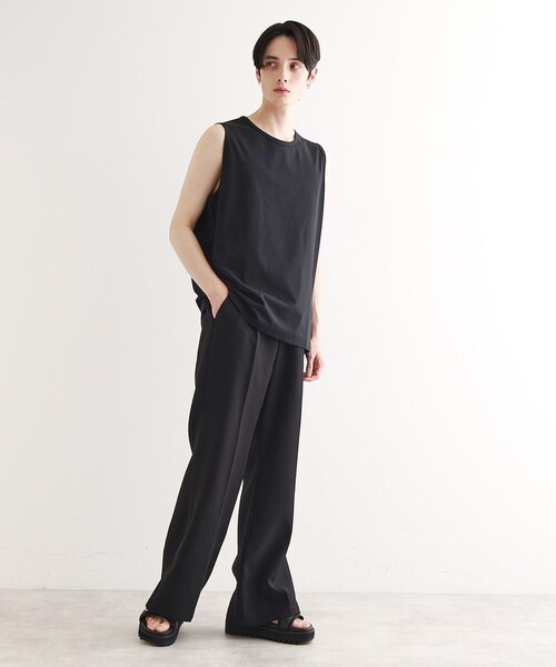 tk.TAKEO KIKUCHI（ティーケータケオキクチ）の「【接触冷感／UVカット／抗菌】フレンドリークールノースリーブカットソー（Tシャツ/カットソー・メンズ・ホワイト/ブラック/チャコールグレー・01/02/03）」の20枚目の写真