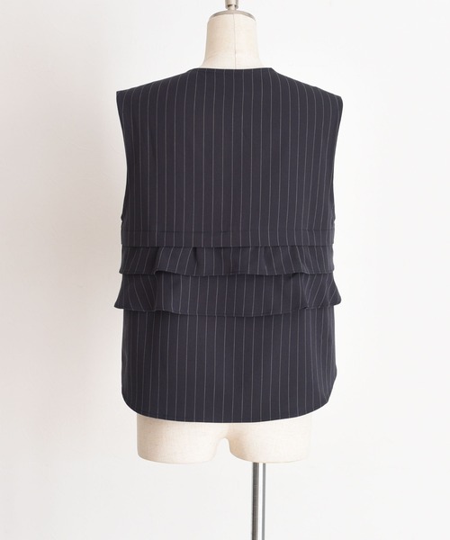 エイミーロウ　セットアップ上下セット 高身長向けサイズあり】チュールフリルジレ&リラックスパンツ