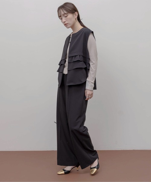 エイミーロウ　セットアップ上下セット ティアードミニフリル ジレ&パンツ セットアップ Eimee Law