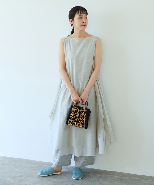 yuni(ユニ )の「△コットンシルク プロダクトダイ レイヤードワンピース(ワンピース・レディース・チャコールグレー/グレー/ベージュ・FREE)」の3枚目の写真