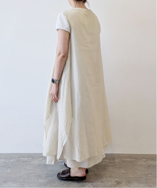 yuni(ユニ )の「△コットンシルク プロダクトダイ レイヤードワンピース(ワンピース・レディース・チャコールグレー/グレー/ベージュ・FREE)」の12枚目の写真