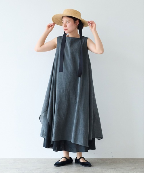 yuni(ユニ )の「△コットンシルク プロダクトダイ レイヤードワンピース(ワンピース・レディース・チャコールグレー/グレー/ベージュ・FREE)」の5枚目の写真