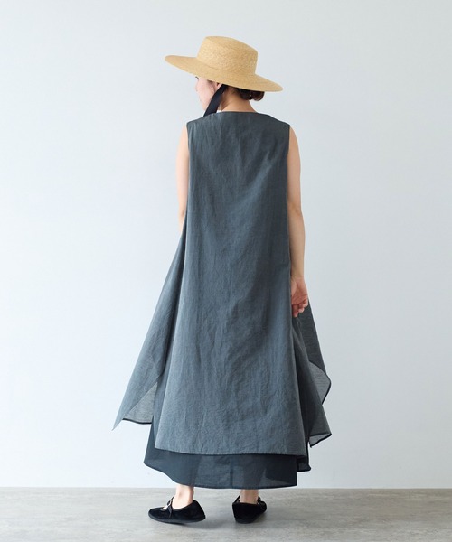 yuni(ユニ )の「△コットンシルク プロダクトダイ レイヤードワンピース(ワンピース・レディース・チャコールグレー/グレー/ベージュ・FREE)」の8枚目の写真