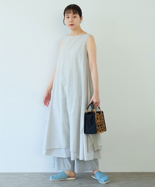 yuni(ユニ )の「△コットンシルク プロダクトダイ レイヤードワンピース(ワンピース・レディース・チャコールグレー/グレー/ベージュ・FREE)」の13枚目の写真