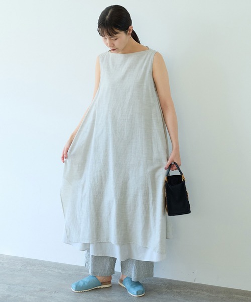 yuni(ユニ )の「△コットンシルク プロダクトダイ レイヤードワンピース(ワンピース・レディース・チャコールグレー/グレー/ベージュ・FREE)」の14枚目の写真